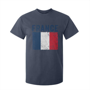 Vintage France Flag Distressed French Pride Patriotic Soccer Fan Graphic T Shirt For Kid TS10 Navy Print Your Wear
