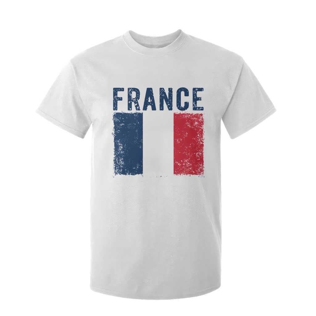 Vintage France Flag Distressed French Pride Patriotic Soccer Fan Graphic T Shirt For Kid TS10 White Print Your Wear