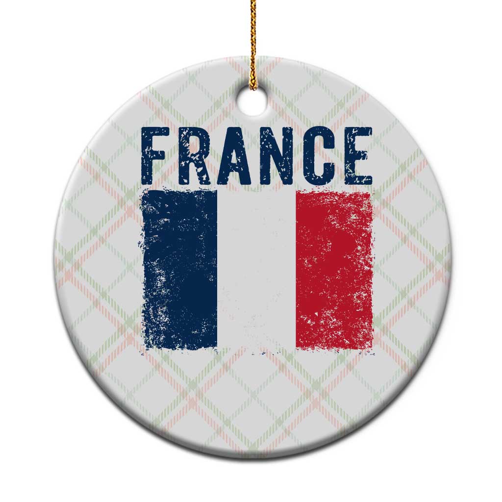 Vintage France Flag Distressed French Pride Patriotic Soccer Fan Graphic Ceramic Ornament TS10 1pc Christmas Plaid Print Your Wear
