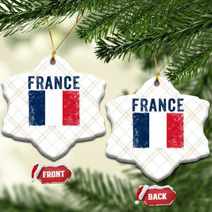 Vintage France Flag Distressed French Pride Patriotic Soccer Fan Graphic Ceramic Ornament TS10 Print Your Wear