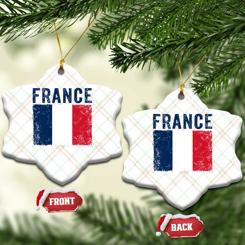 Vintage France Flag Distressed French Pride Patriotic Soccer Fan Graphic Ceramic Ornament TS10 Print Your Wear