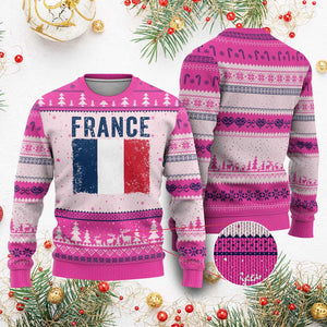 Vintage France Flag Distressed French Pride Patriotic Soccer Fan Graphic Ugly Christmas Sweater TS10 Print Your Wear
