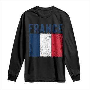 Vintage France Flag Distressed French Pride Patriotic Soccer Fan Graphic Long Sleeve Shirt TS10 Black Print Your Wear