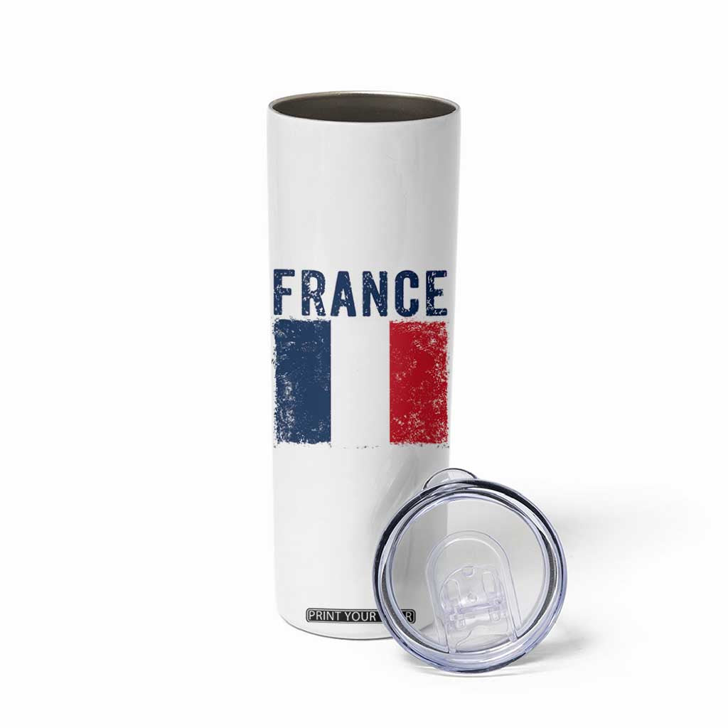 Vintage France Flag Distressed French Pride Patriotic Soccer Fan Graphic Skinny Tumbler TS10 Print Your Wear