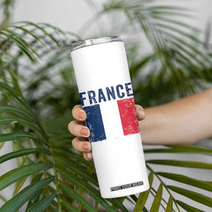 Vintage France Flag Distressed French Pride Patriotic Soccer Fan Graphic Skinny Tumbler TS10 Print Your Wear