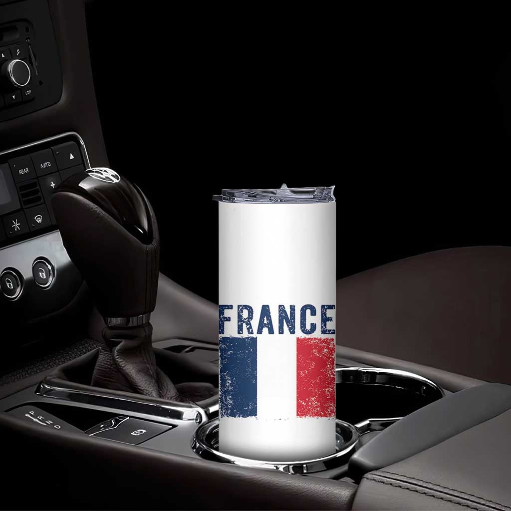 Vintage France Flag Distressed French Pride Patriotic Soccer Fan Graphic Skinny Tumbler TS10 Print Your Wear