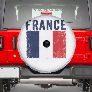 Vintage France Flag Distressed French Pride Patriotic Soccer Fan Graphic Spare Tire Cover TS10 White Print Your Wear