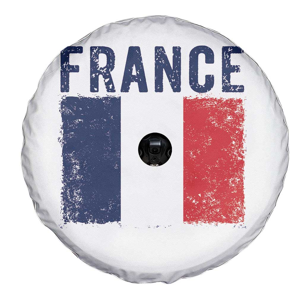 Vintage France Flag Distressed French Pride Patriotic Soccer Fan Graphic Spare Tire Cover TS10 Print Your Wear