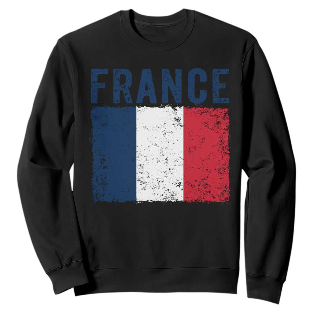 Vintage France Flag Distressed French Pride Patriotic Soccer Fan Graphic Sweatshirt TS10 Black Print Your Wear