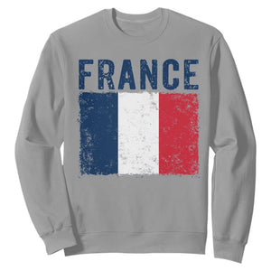 Vintage France Flag Distressed French Pride Patriotic Soccer Fan Graphic Sweatshirt TS10 Sport Gray Print Your Wear