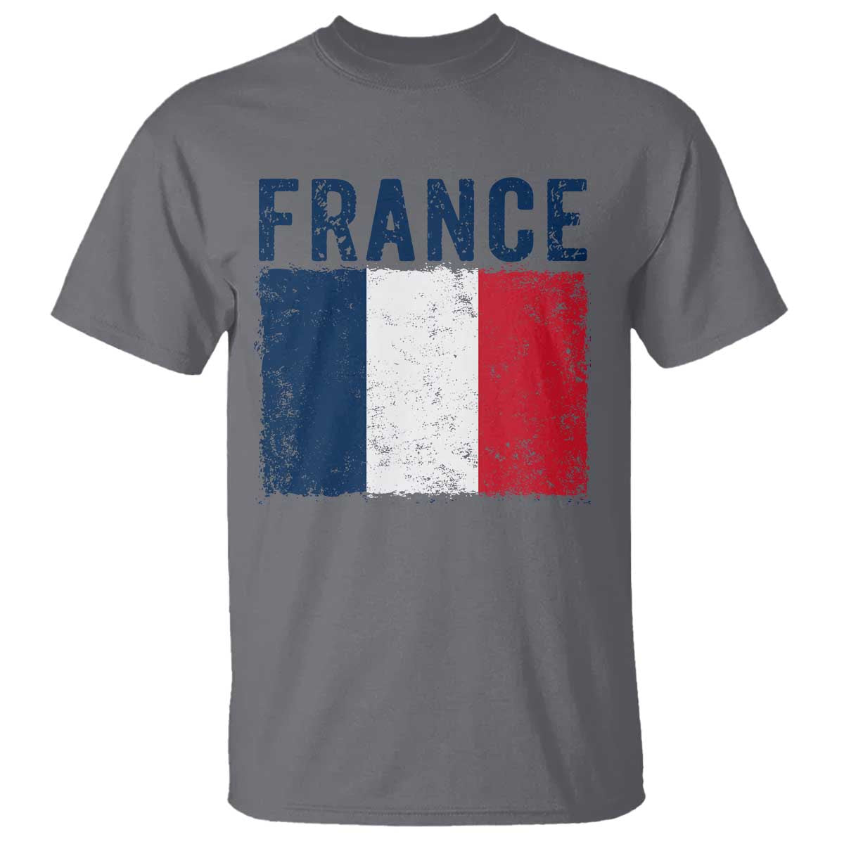 Vintage France Flag Distressed French Pride Patriotic Soccer Fan Graphic T Shirt TS10 Charcoal Print Your Wear