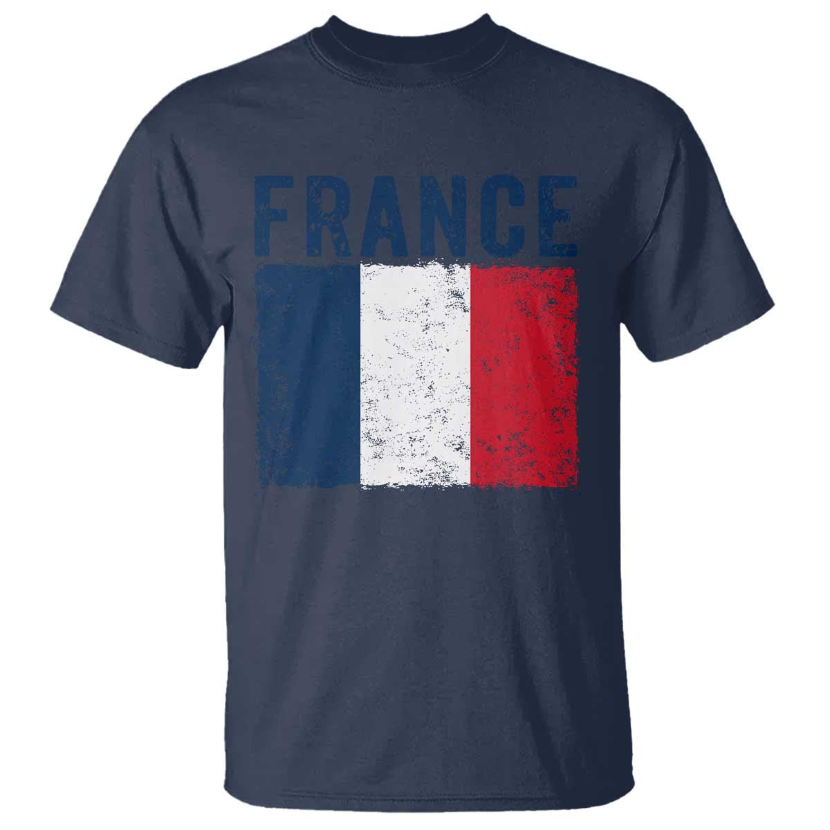 Vintage France Flag Distressed French Pride Patriotic Soccer Fan Graphic T Shirt TS10 Navy Print Your Wear