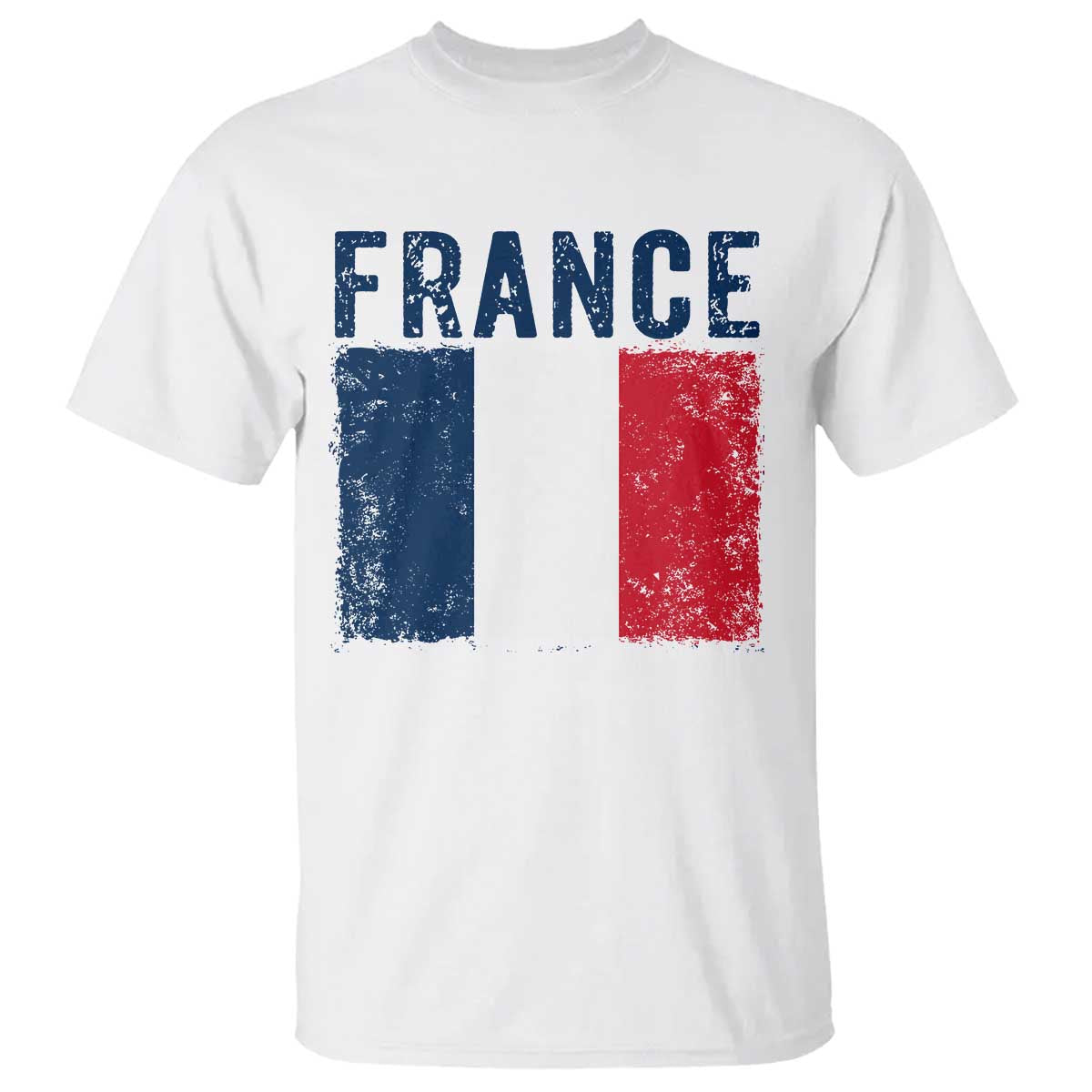 Vintage France Flag Distressed French Pride Patriotic Soccer Fan Graphic T Shirt TS10 White Print Your Wear
