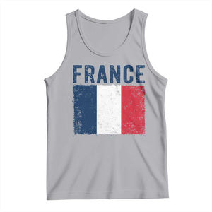 Vintage France Flag Distressed French Pride Patriotic Soccer Fan Graphic Tank Top TS10 Athletic Heather Print Your Wear
