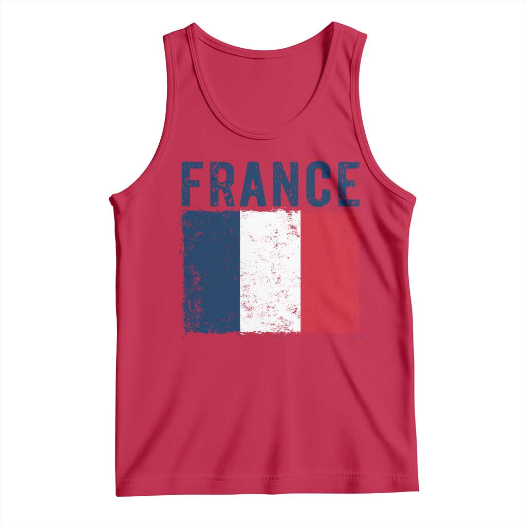 Vintage France Flag Distressed French Pride Patriotic Soccer Fan Graphic Tank Top TS10 Red Print Your Wear