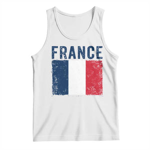 Vintage France Flag Distressed French Pride Patriotic Soccer Fan Graphic Tank Top TS10 White Print Your Wear