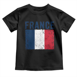 Vintage France Flag Distressed French Pride Patriotic Soccer Fan Graphic Toddler T Shirt TS10 Black Print Your Wear