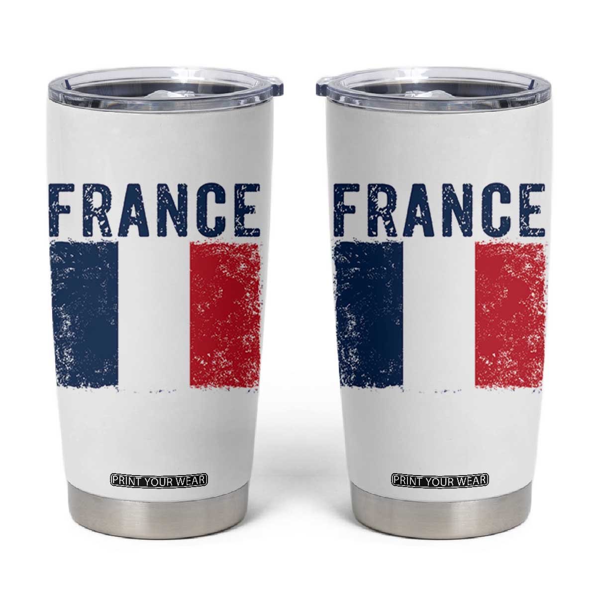 Vintage France Flag Distressed French Pride Patriotic Soccer Fan Graphic Tumbler Cup TS10 White Print Your Wear