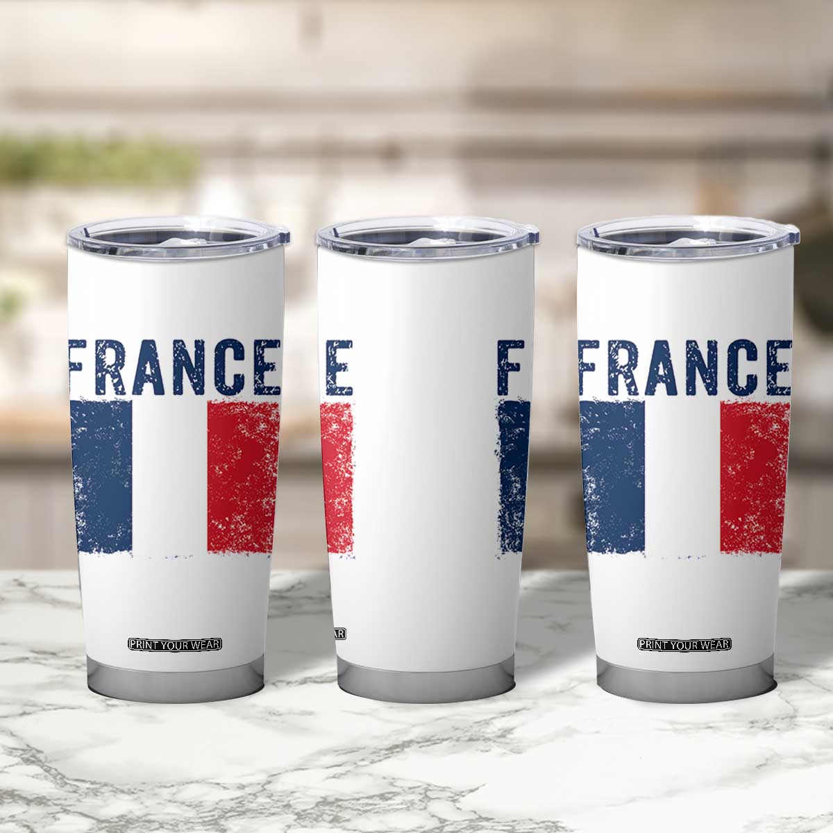 Vintage France Flag Distressed French Pride Patriotic Soccer Fan Graphic Tumbler Cup TS10 Print Your Wear