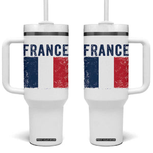 Vintage France Flag Distressed French Pride Patriotic Soccer Fan Graphic Tumbler With Handle TS10 One Size: 40 oz White Print Your Wear
