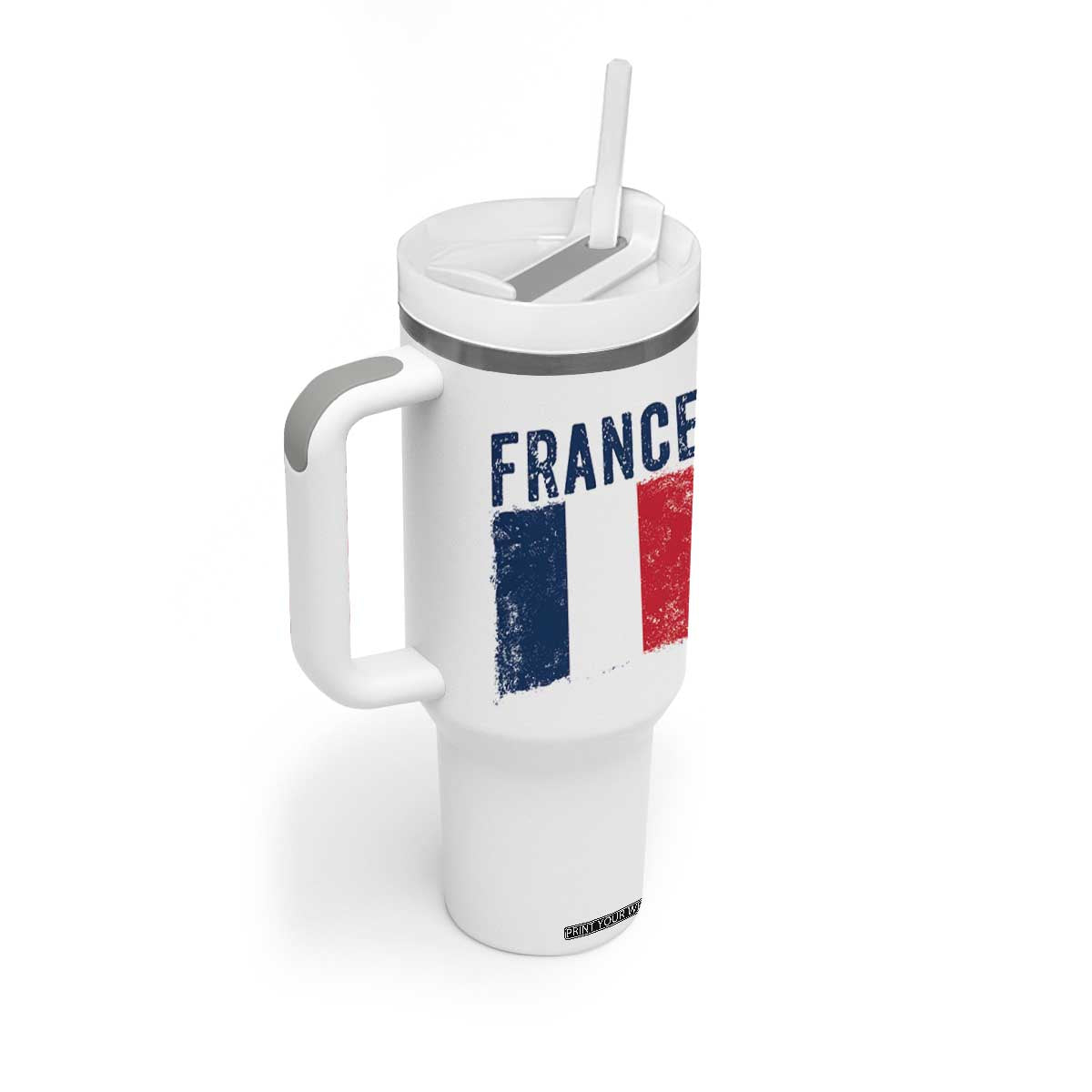 Vintage France Flag Distressed French Pride Patriotic Soccer Fan Graphic Tumbler With Handle TS10 Print Your Wear