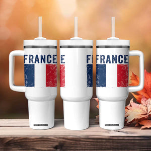 Vintage France Flag Distressed French Pride Patriotic Soccer Fan Graphic Tumbler With Handle TS10 Print Your Wear