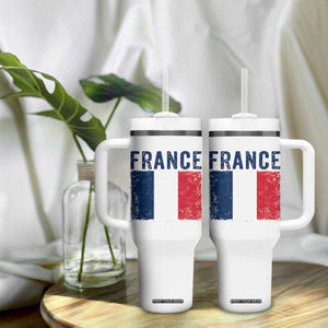 Vintage France Flag Distressed French Pride Patriotic Soccer Fan Graphic Tumbler With Handle TS10 Print Your Wear