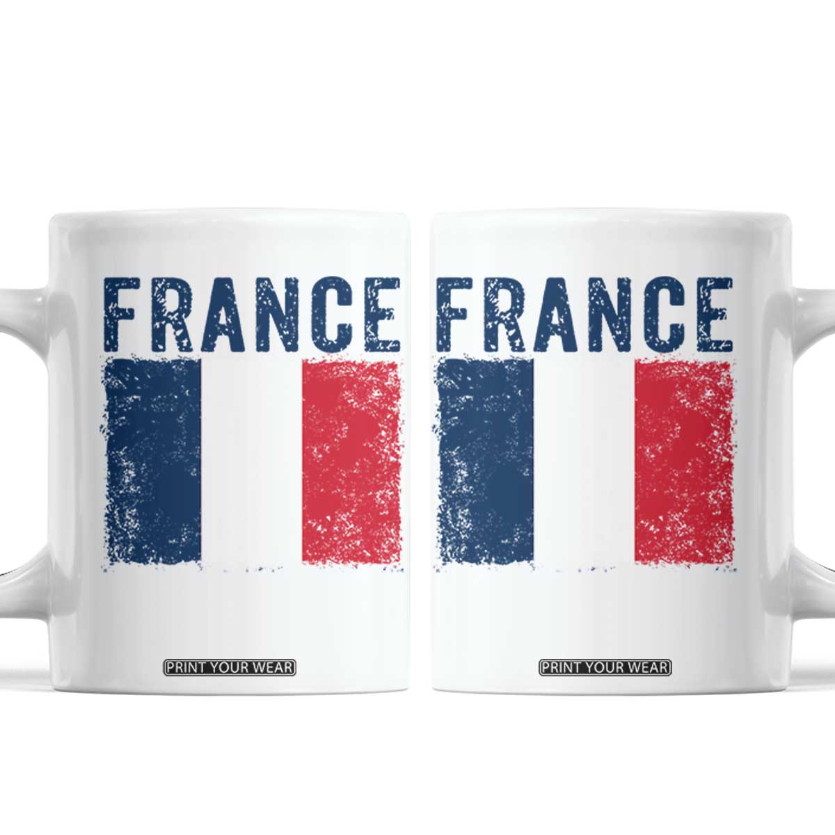 Vintage France Flag Distressed French Pride Patriotic Soccer Fan Graphic Coffee Mug TS10 White Print Your Wear