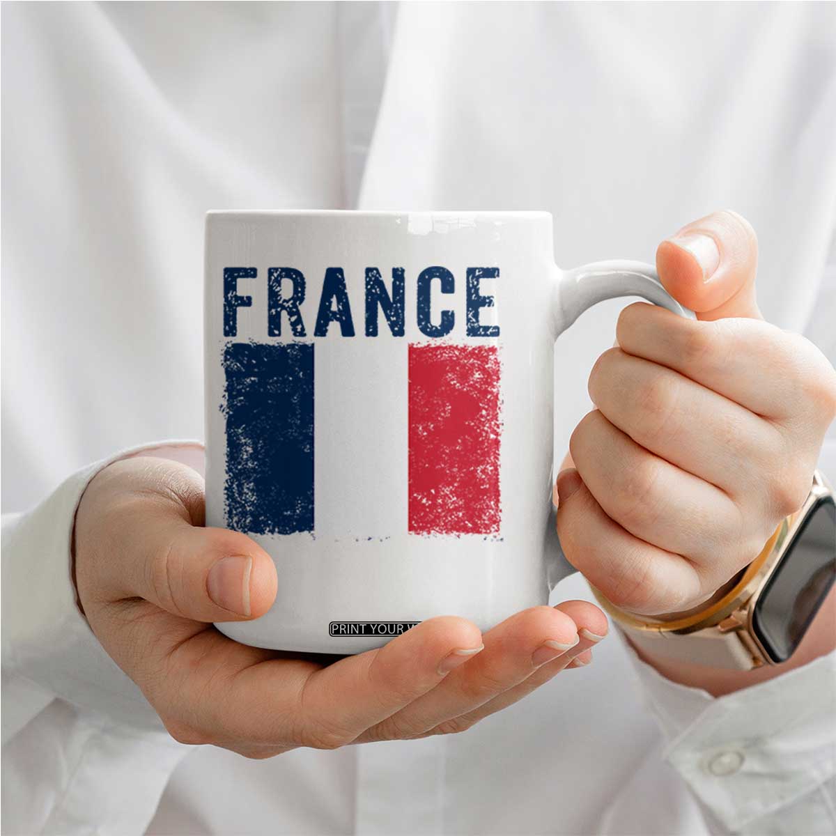 Vintage France Flag Distressed French Pride Patriotic Soccer Fan Graphic Coffee Mug TS10 Print Your Wear