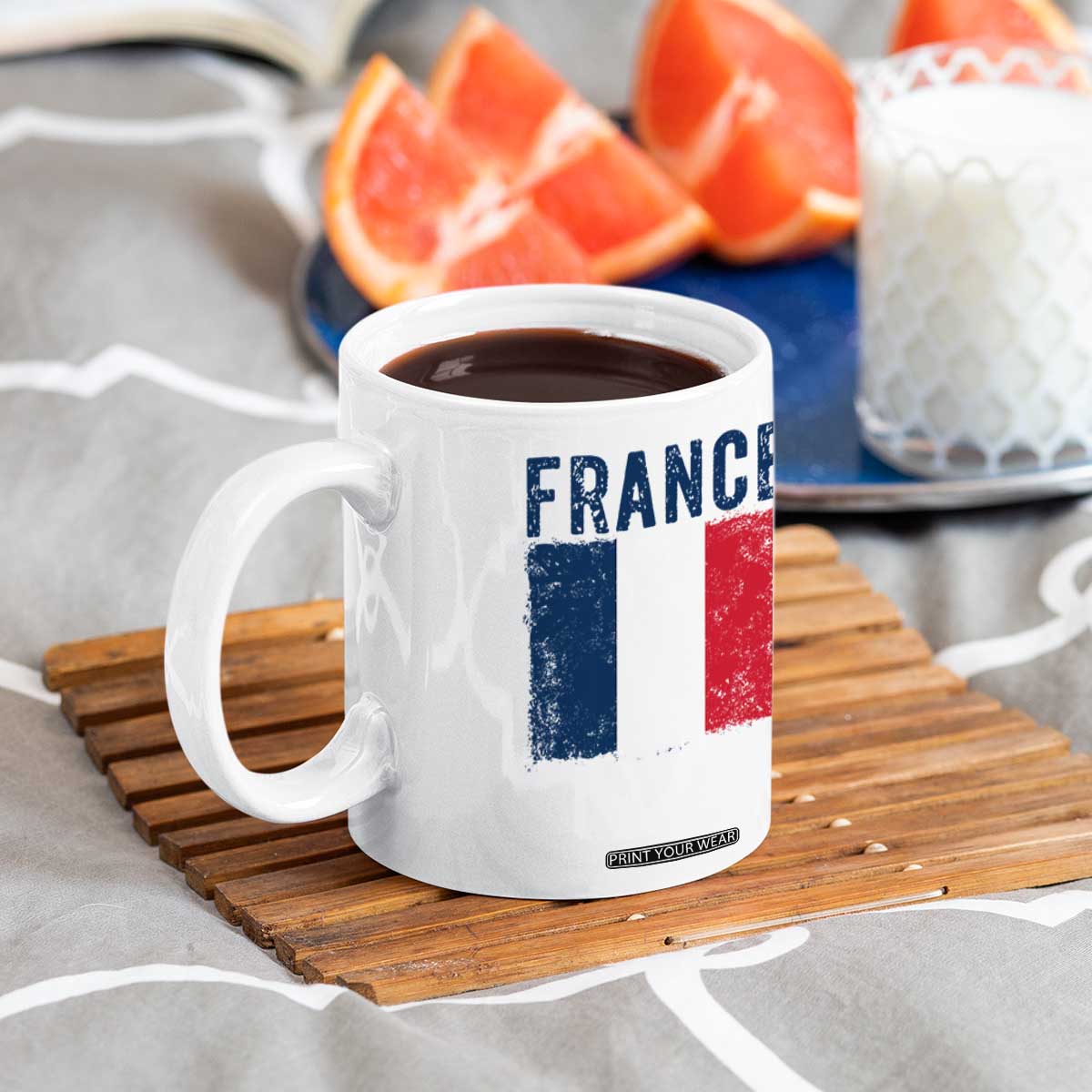 Vintage France Flag Distressed French Pride Patriotic Soccer Fan Graphic Coffee Mug TS10 Print Your Wear
