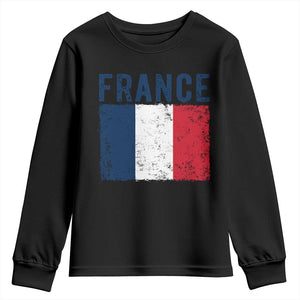 Vintage France Flag Distressed French Pride Patriotic Soccer Fan Graphic Youth Sweatshirt TS10 Black Print Your Wear
