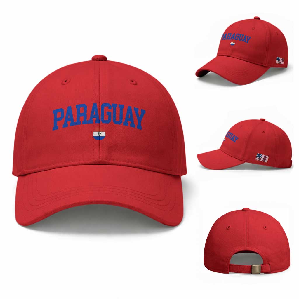 Paraguay Patriotic Flag Baseball Cap Soccer Fan Vintage Varsity Sports National Pride Graphic TS10 Baseball Cap Universal Fit Red Print Your Wear