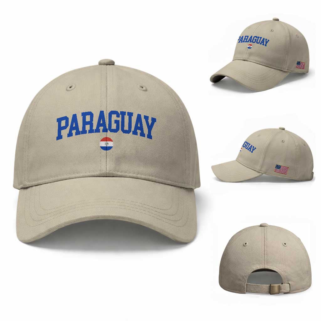 Paraguay Patriotic Flag Baseball Cap Soccer Fan Vintage Varsity Sports National Pride Graphic TS10 Baseball Cap Universal Fit Beige Print Your Wear