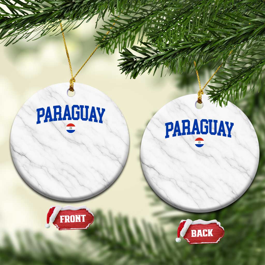 Paraguay Patriotic Flag Ceramic Ornament Soccer Fan Vintage Varsity Sports National Pride Graphic TS10 1pc White Marble Print Your Wear