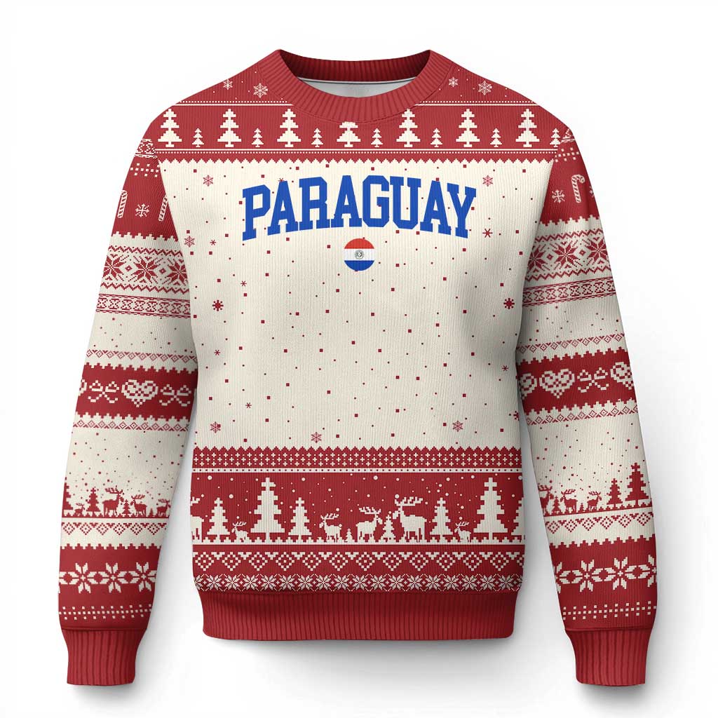 Paraguay Patriotic Flag Ugly Christmas Sweater Soccer Fan Vintage Varsity Sports National Pride Graphic TS10 Beige Red Print Your Wear