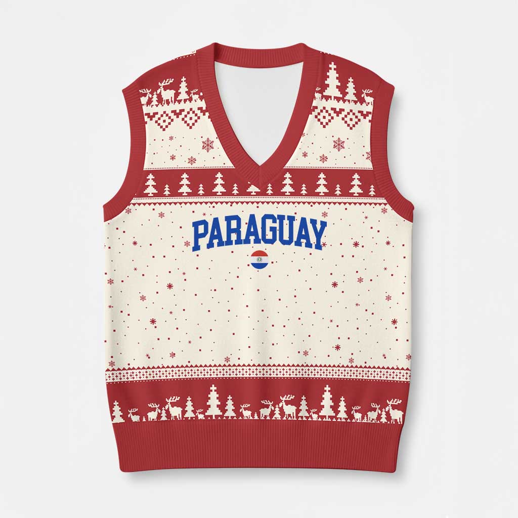 Paraguay Patriotic Flag V-Neck Knit Sweater Vest Soccer Fan Vintage Varsity Sports National Pride Graphic TS10 Beige Red Print Your Wear