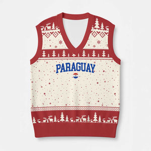 Paraguay Patriotic Flag V-Neck Knit Sweater Vest Soccer Fan Vintage Varsity Sports National Pride Graphic TS10 Beige Red Print Your Wear