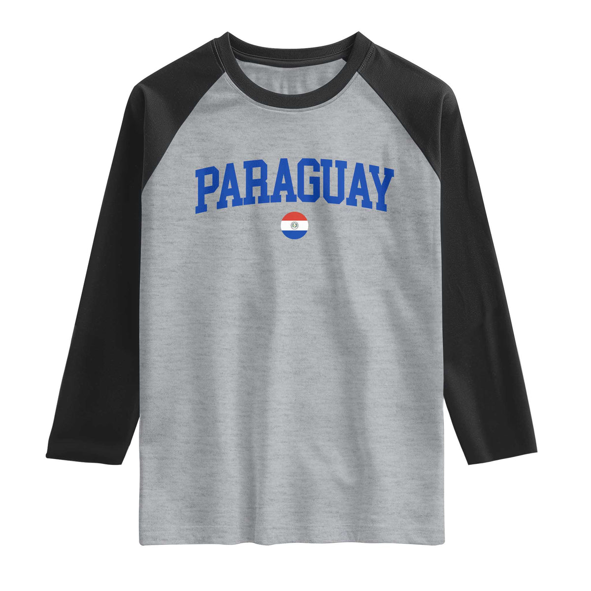 Paraguay Patriotic Flag Raglan Shirt Soccer Fan Vintage Varsity Sports National Pride Graphic TS10 XS Heather Gray Black Print Your Wear