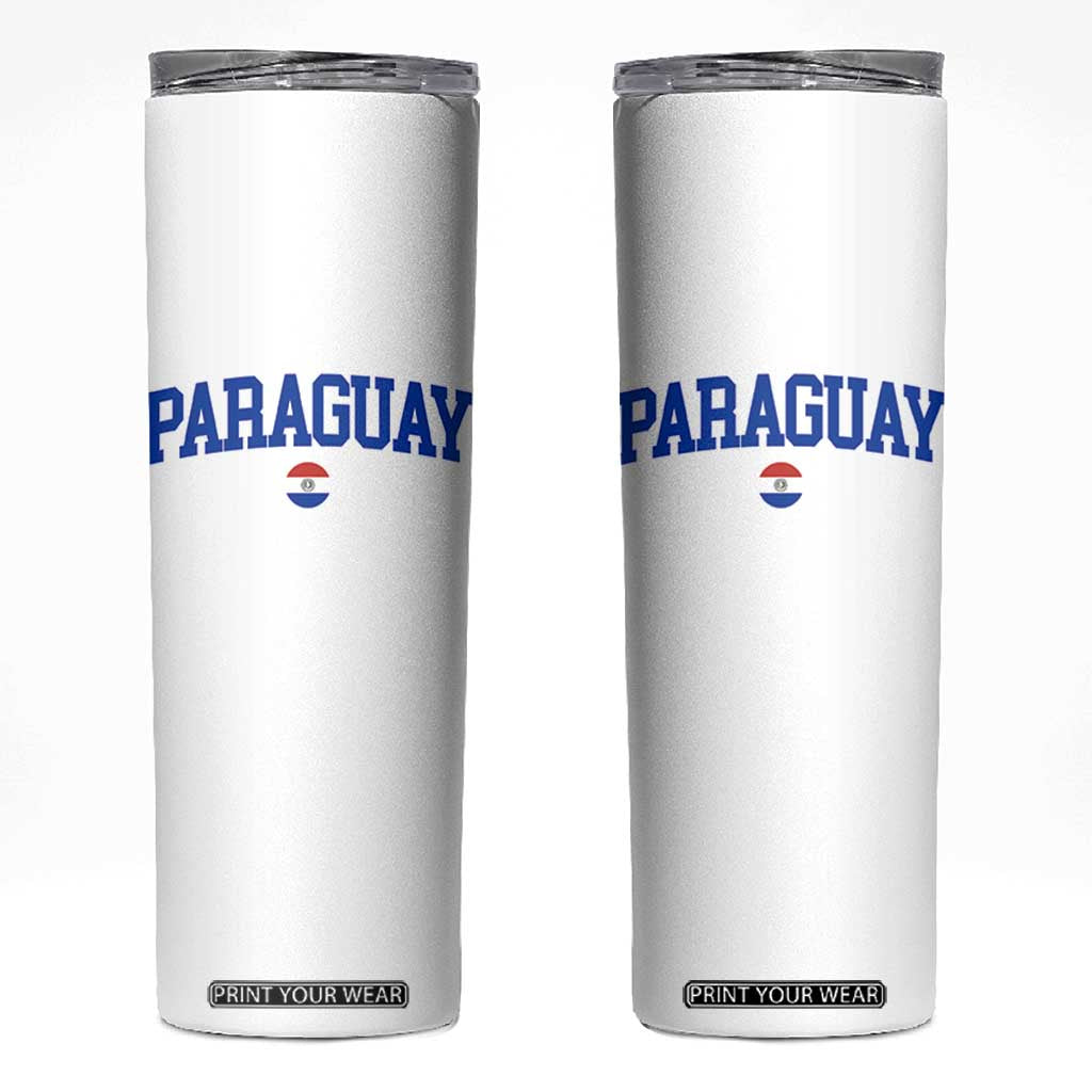 Paraguay Patriotic Flag Skinny Tumbler Soccer Fan Vintage Varsity Sports National Pride Graphic TS10 White Print Your Wear