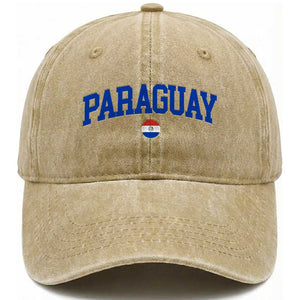 Paraguay Patriotic Flag Washed Cotton Baseball Cap Soccer Fan Vintage Varsity Sports National Pride Graphic TS10 Print Your Wear