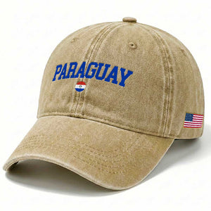 Paraguay Patriotic Flag Washed Cotton Baseball Cap Soccer Fan Vintage Varsity Sports National Pride Graphic TS10 Print Your Wear