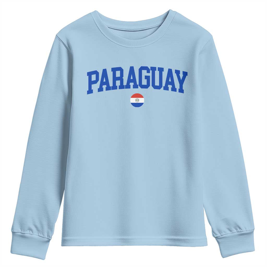 Paraguay Patriotic Flag Youth Sweatshirt Soccer Fan Vintage Varsity Sports National Pride Graphic TS10 Light Blue Print Your Wear
