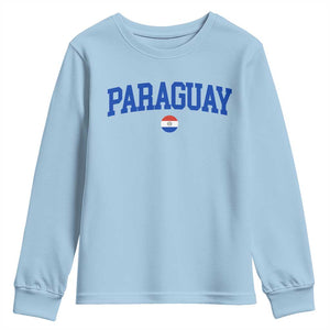 Paraguay Patriotic Flag Youth Sweatshirt Soccer Fan Vintage Varsity Sports National Pride Graphic TS10 Light Blue Print Your Wear