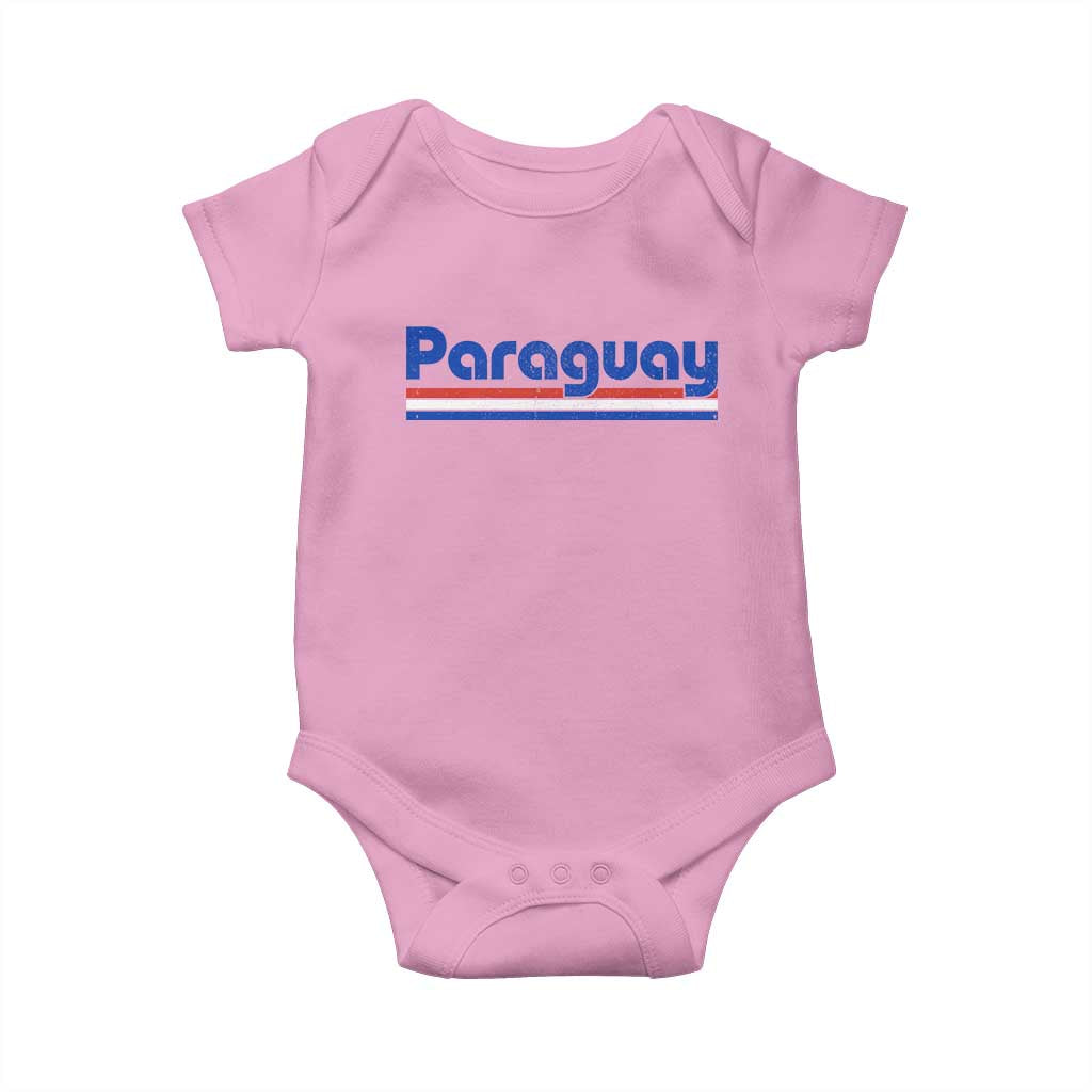 Vintage Paraguay Flag Baby Onesie Retro Stripe Patriotic Paraguayan Pride Graphic TS10 Light Pink Print Your Wear