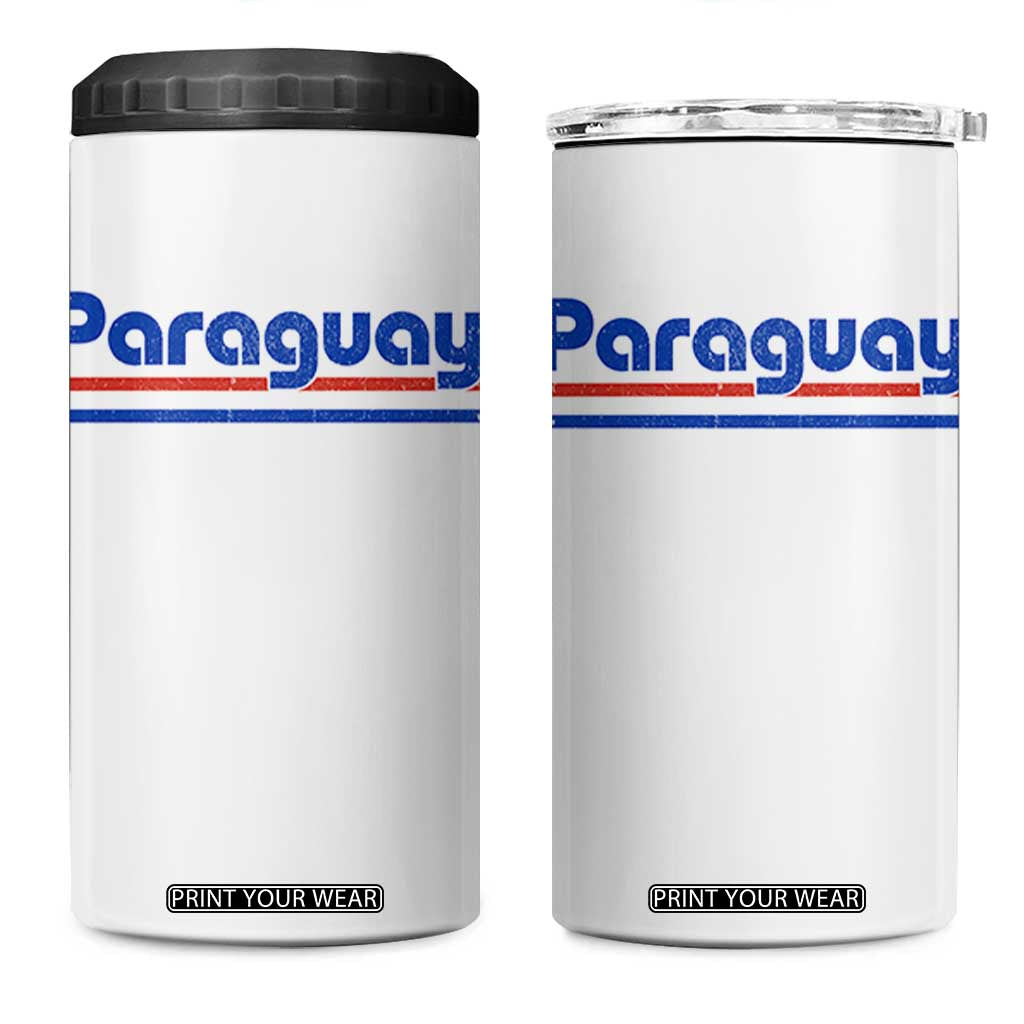 Vintage Paraguay Flag 4 in 1 Can Cooler Tumbler Retro Stripe Patriotic Paraguayan Pride Graphic TS10 One Size: 16 oz White Print Your Wear