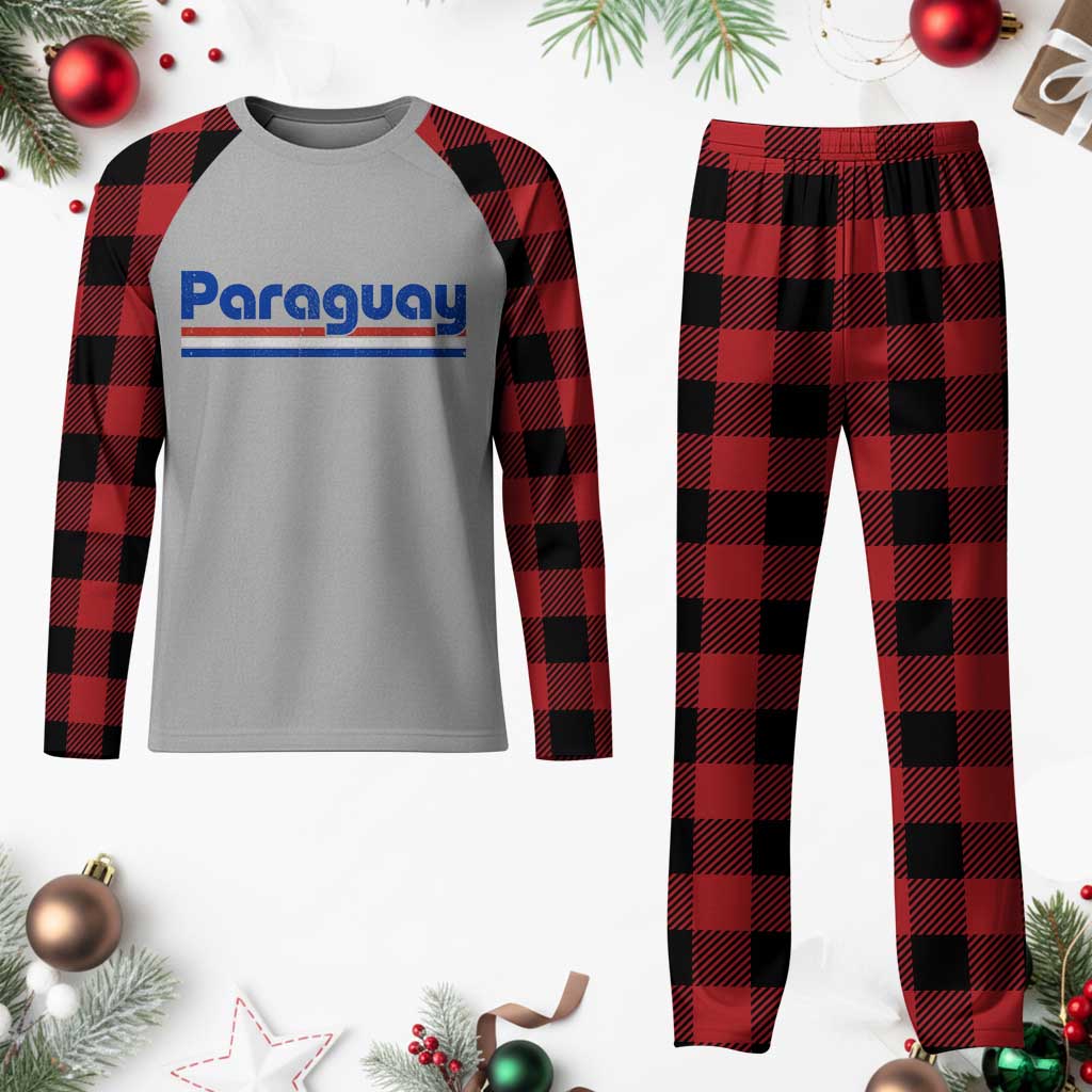 Vintage Paraguay Flag Plaid Pajama Set Retro Stripe Patriotic Paraguayan Pride Graphic TS10 Buffalo Plaid Print Your Wear