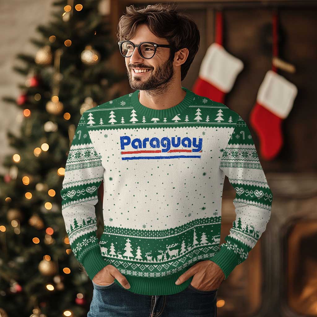 Vintage Paraguay Flag Ugly Christmas Sweater Retro Stripe Patriotic Paraguayan Pride Graphic TS10 Beige Green Print Your Wear