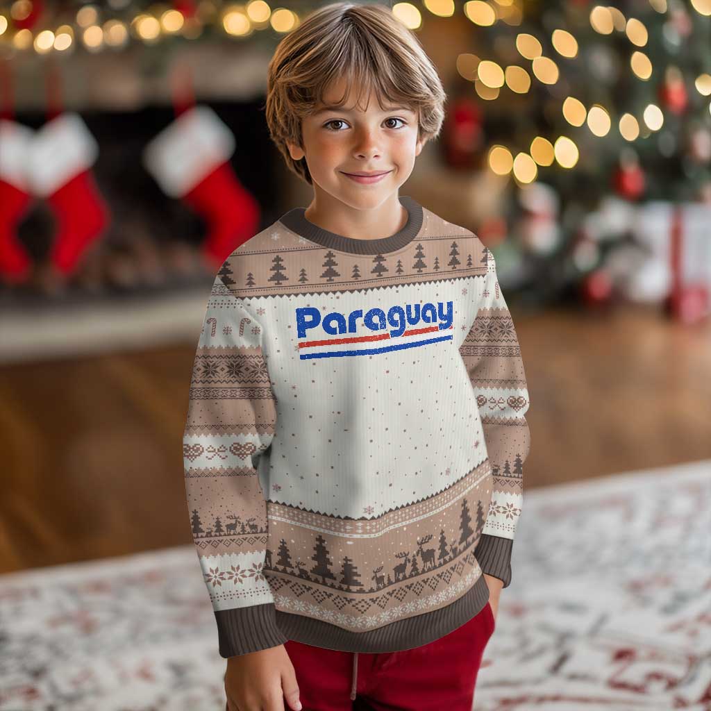 Vintage Paraguay Flag Ugly Christmas Sweater Retro Stripe Patriotic Paraguayan Pride Graphic TS10 Mocha Mousse Print Your Wear