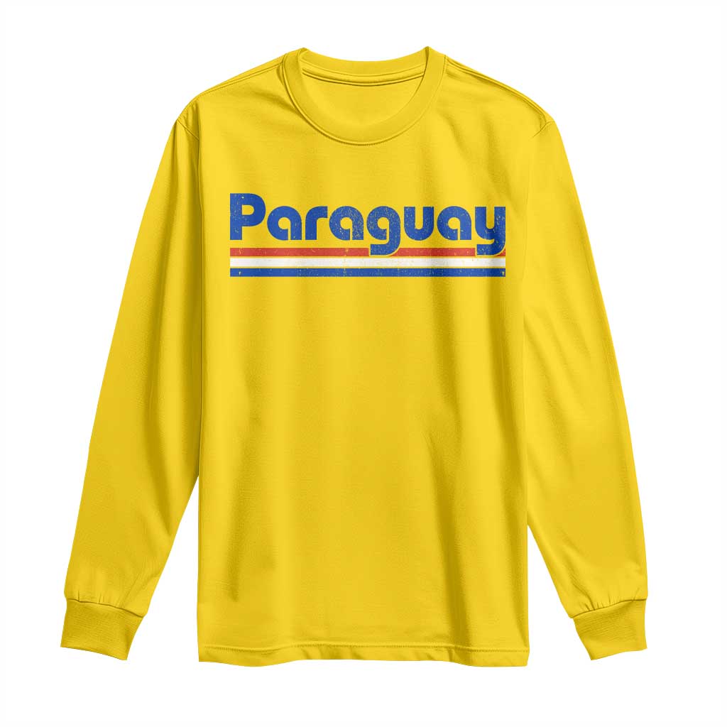 Vintage Paraguay Flag Long Sleeve Shirt Retro Stripe Patriotic Paraguayan Pride Graphic TS10 Daisy Print Your Wear