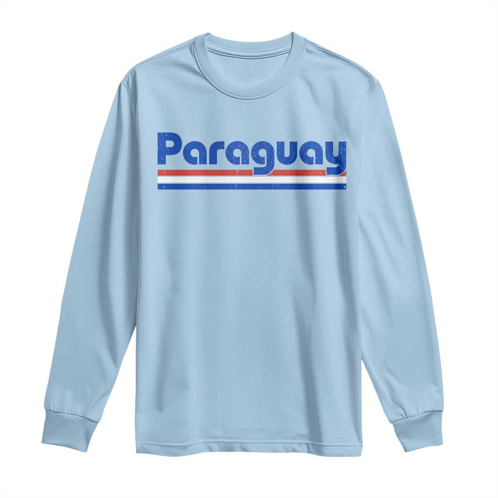 Vintage Paraguay Flag Long Sleeve Shirt Retro Stripe Patriotic Paraguayan Pride Graphic TS10 Light Blue Print Your Wear